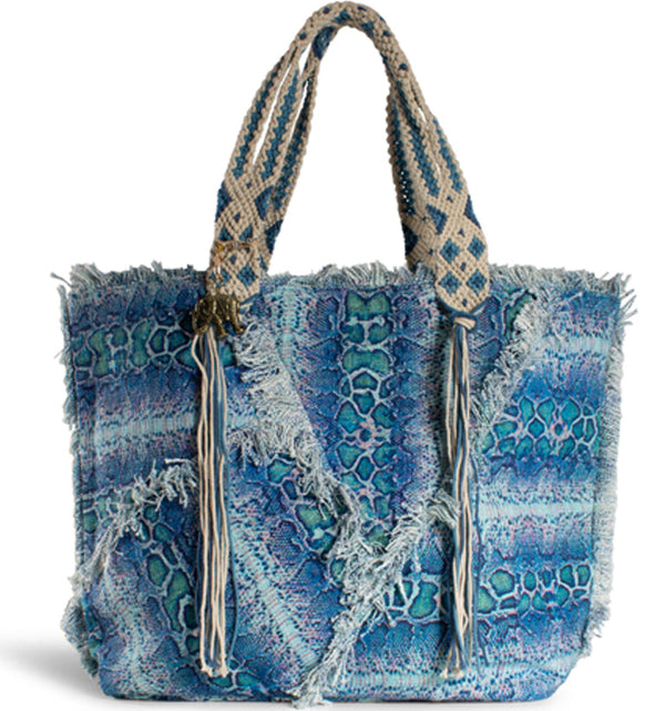 Shopper Tasche Damenhandtasche aus Textil in Blau