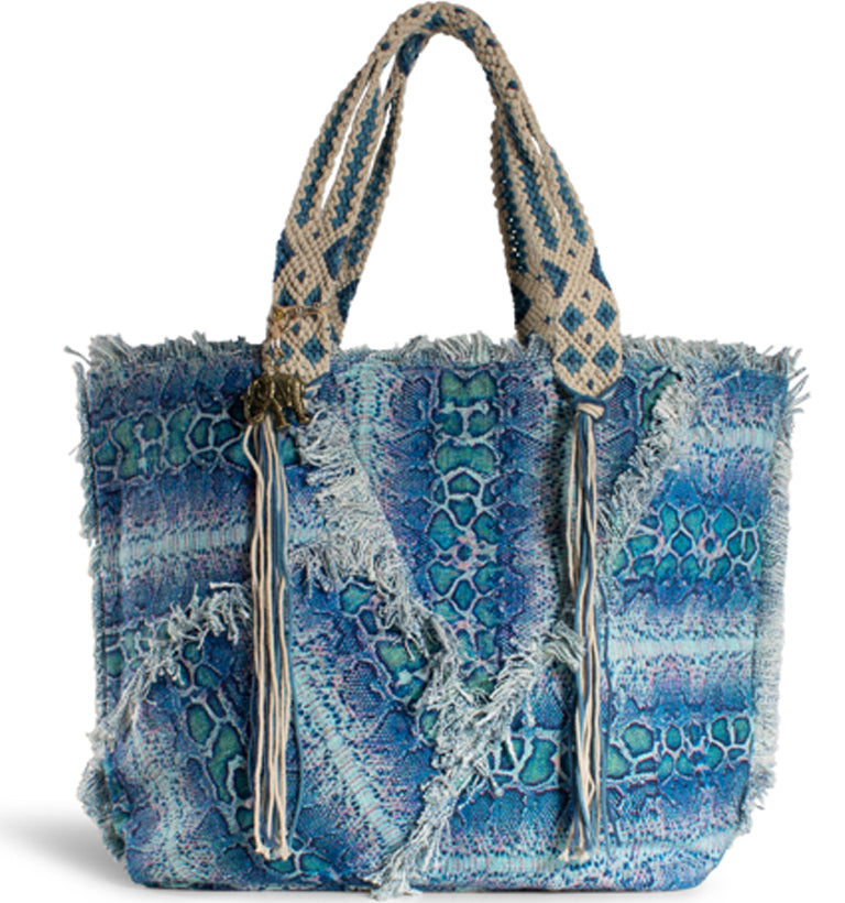 Shopper Tasche Damenhandtasche aus Textil in Blau