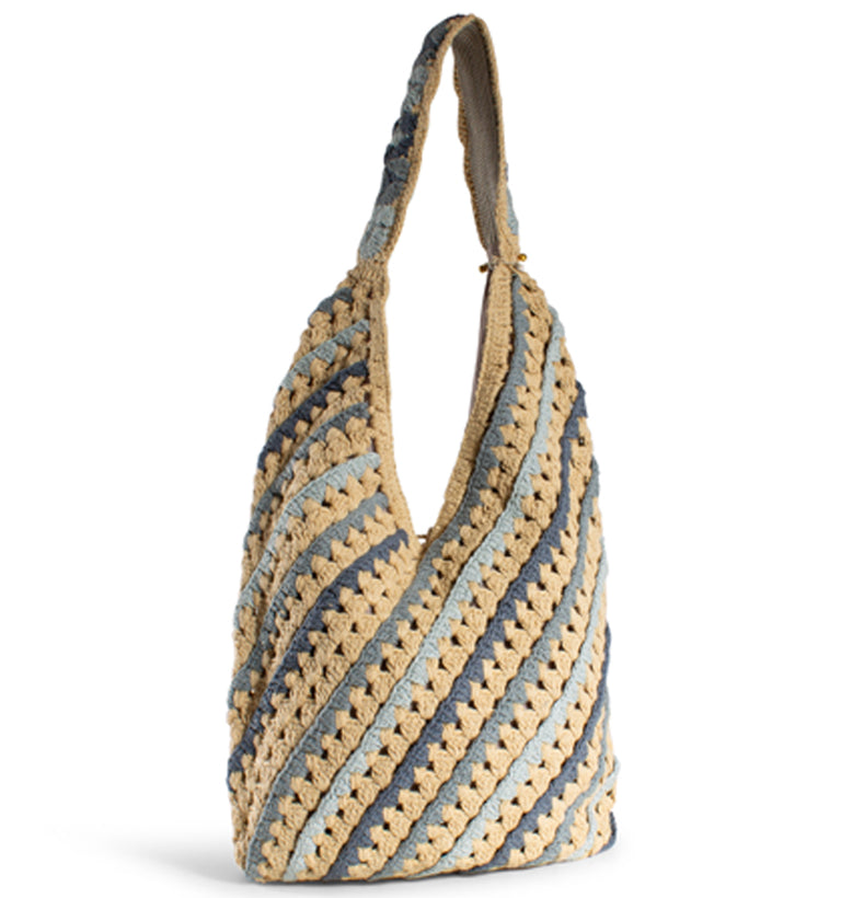 "Häkelbeutel, Hippiebag Beige, Blau , Grau"