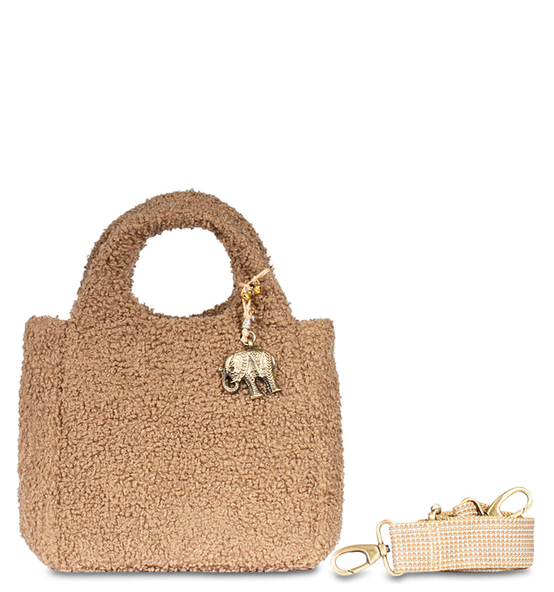 Mini-Handtasche aus Bouclé mit einem Henkel stilvoll und modern
