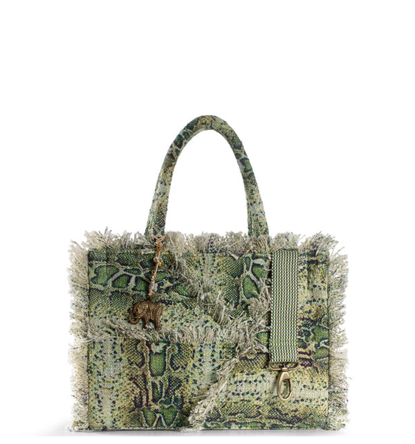 Tote Bag Handtasche Damenhandtasche aus Textilüberwiegend Baumwolle in Grün