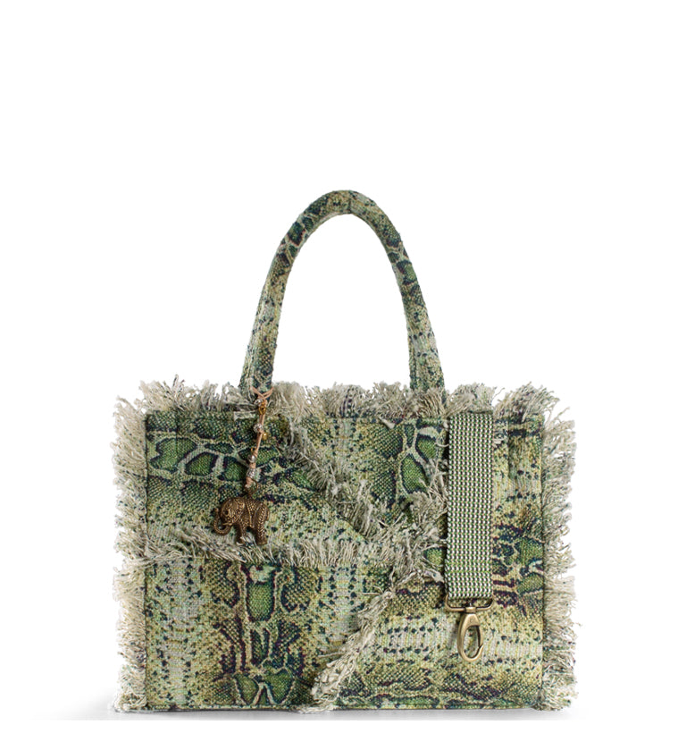 Tote Bag Handtasche Damenhandtasche aus Textilüberwiegend Baumwolle in Grün