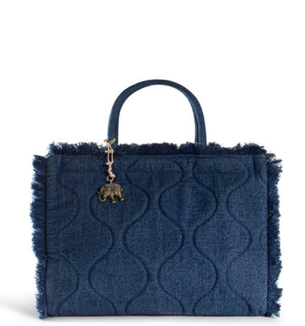 Book Tote Tasche Damenhandtasche aus Textil Denim in Blau