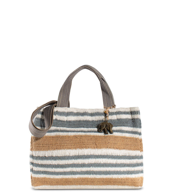 Tote Bag Handtasche Damenhandtasche aus Textil überwiegend Baumwolle in Multicolor gestreift