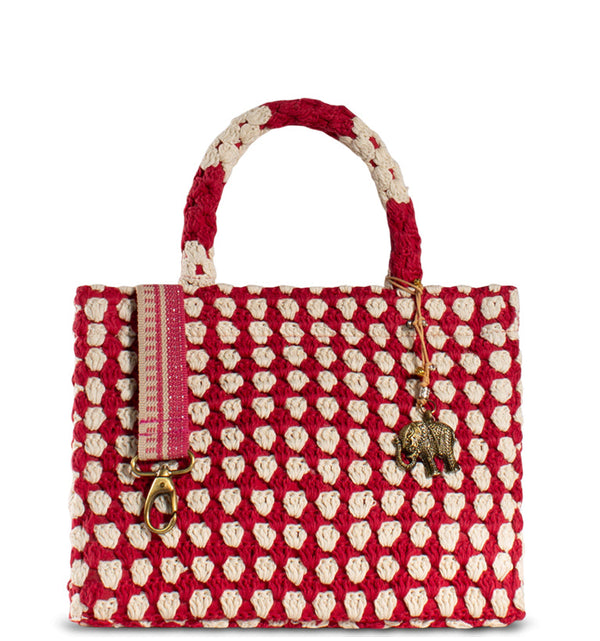 Tote Bag Handtasche Damenhandtasche aus Textilüberwiegend Baumwolle in Rot