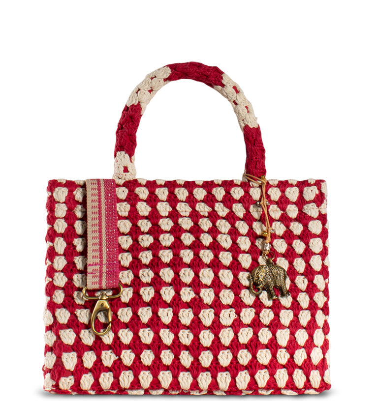 Tote Bag Handtasche Damenhandtasche aus Textilüberwiegend Baumwolle in Rot
