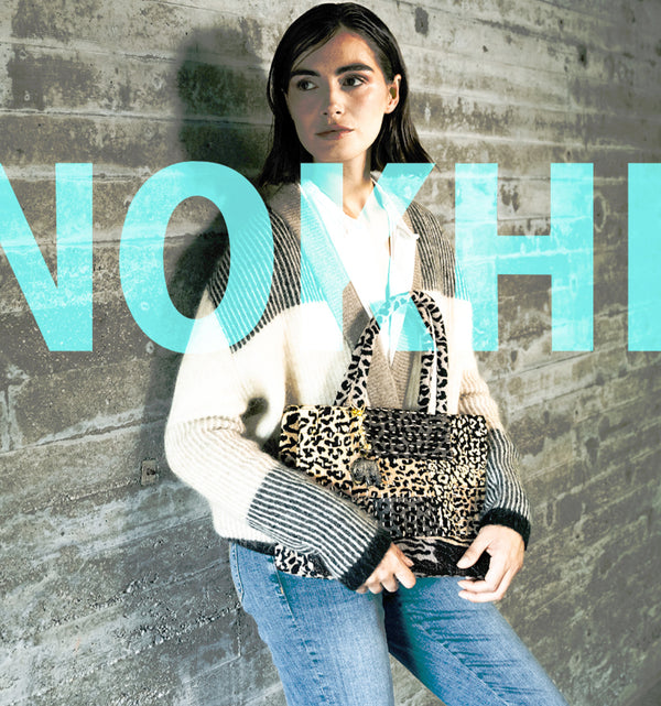 Mittlere Book Tote Tasche Patchwork mit Animal Print in winterlichen Farben zwei Tragehenkel und praktisches Design