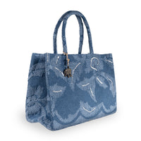 Book Tote Large Blue Denim bestickt Pailetten – 3