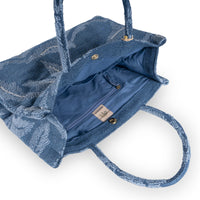 Book Tote Large Blue Denim bestickt Pailetten – 5
