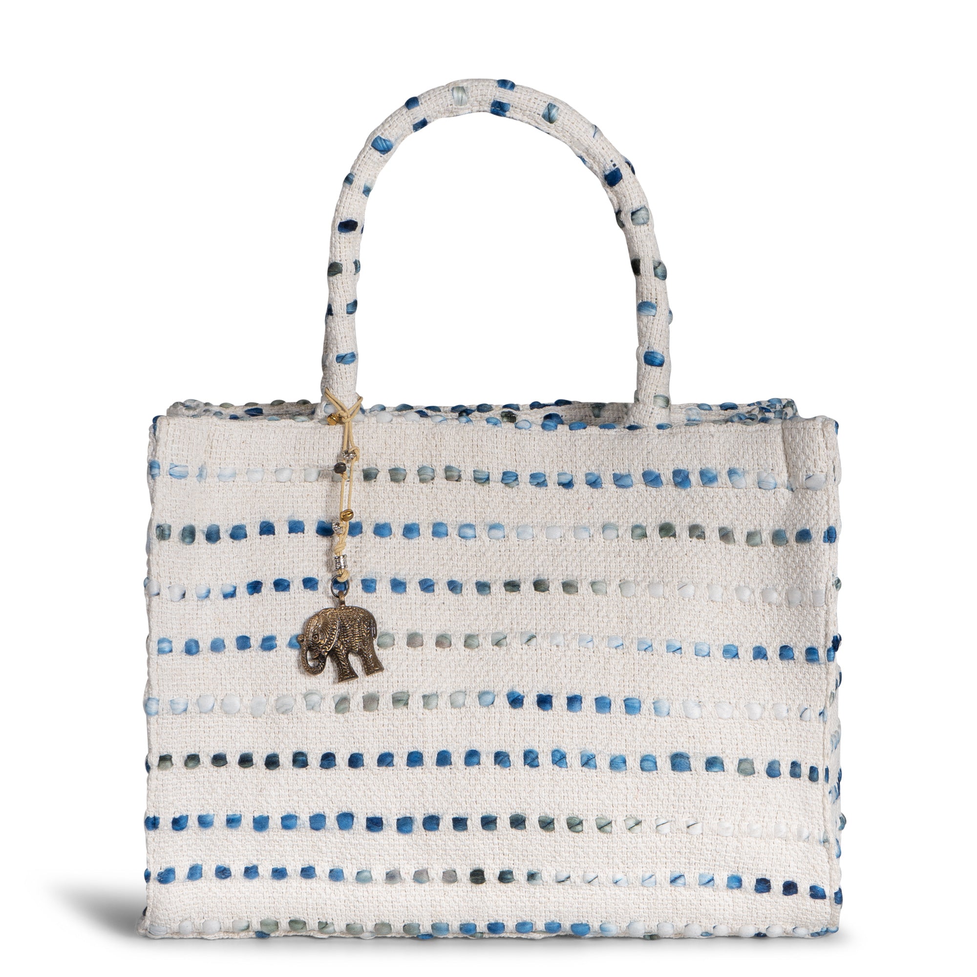 Book Tote Large weiß blau