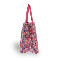 Book Tote Large Bast Handarbeit pink