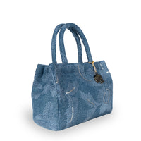 Book Tote mittlere Größe Blue Denim bestickt