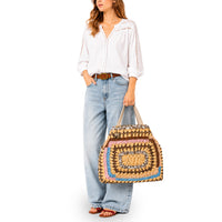 Großer Shopper Bast Handarbeit multicolor – 2