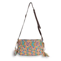 Kleine Umhängetasche aus Bast Handarbeit multicolor – 4