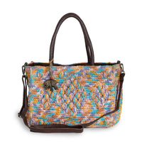 Tote Bag mittelgroß aus Bast Handarbeit multicolor – 1