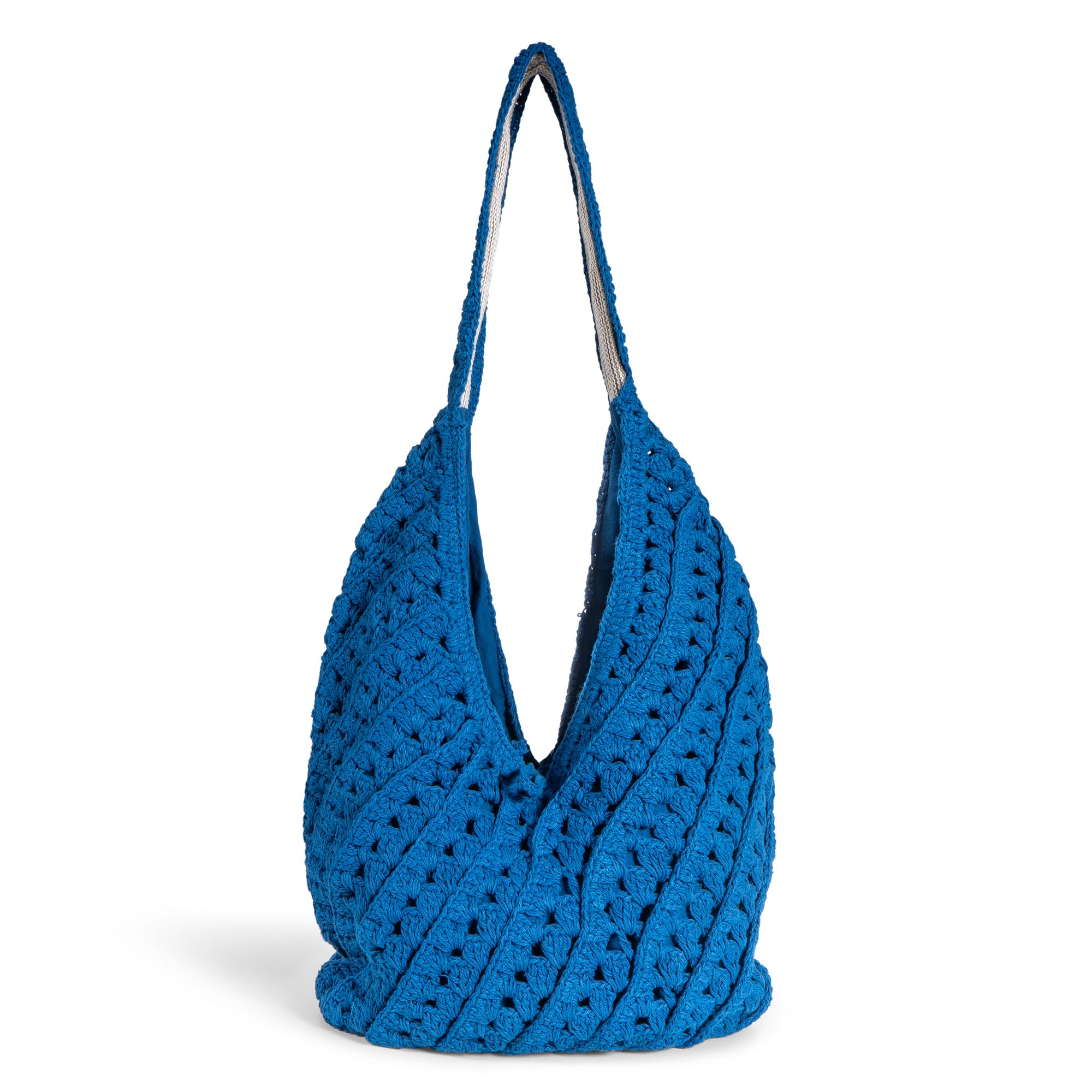 Hippie Bag Beuteltasche gehäkelt Handarbeit blau