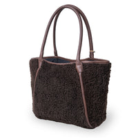Borsa a spalla Demi Large in peluche teddy marrone