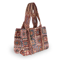 Tote Bag gehäkelt Fransen multicolor rotbraun – 2