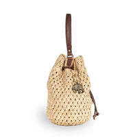 Kleine Beuteltasche aus Bast Handarbeit natur – 4