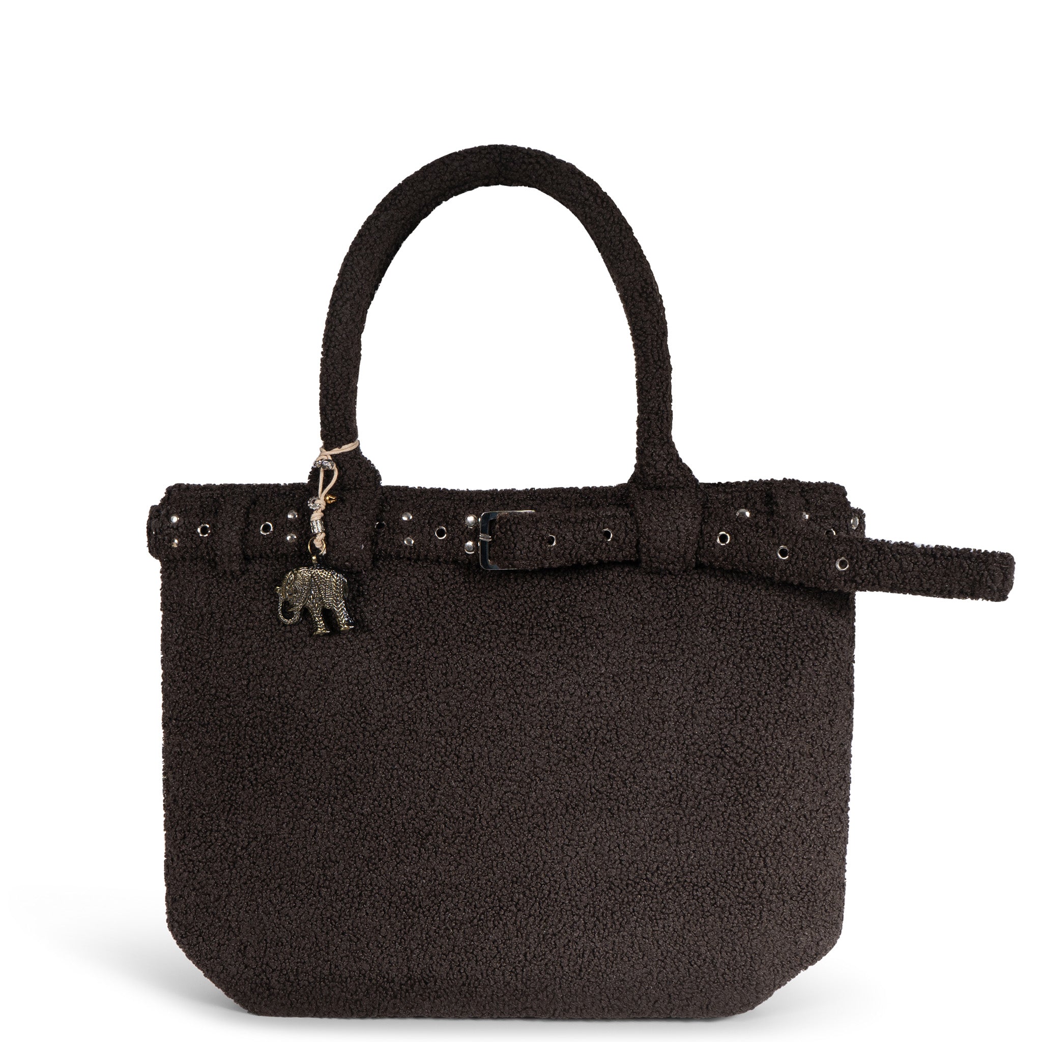 Tote Bag Tasche Nieten Bouclé braun