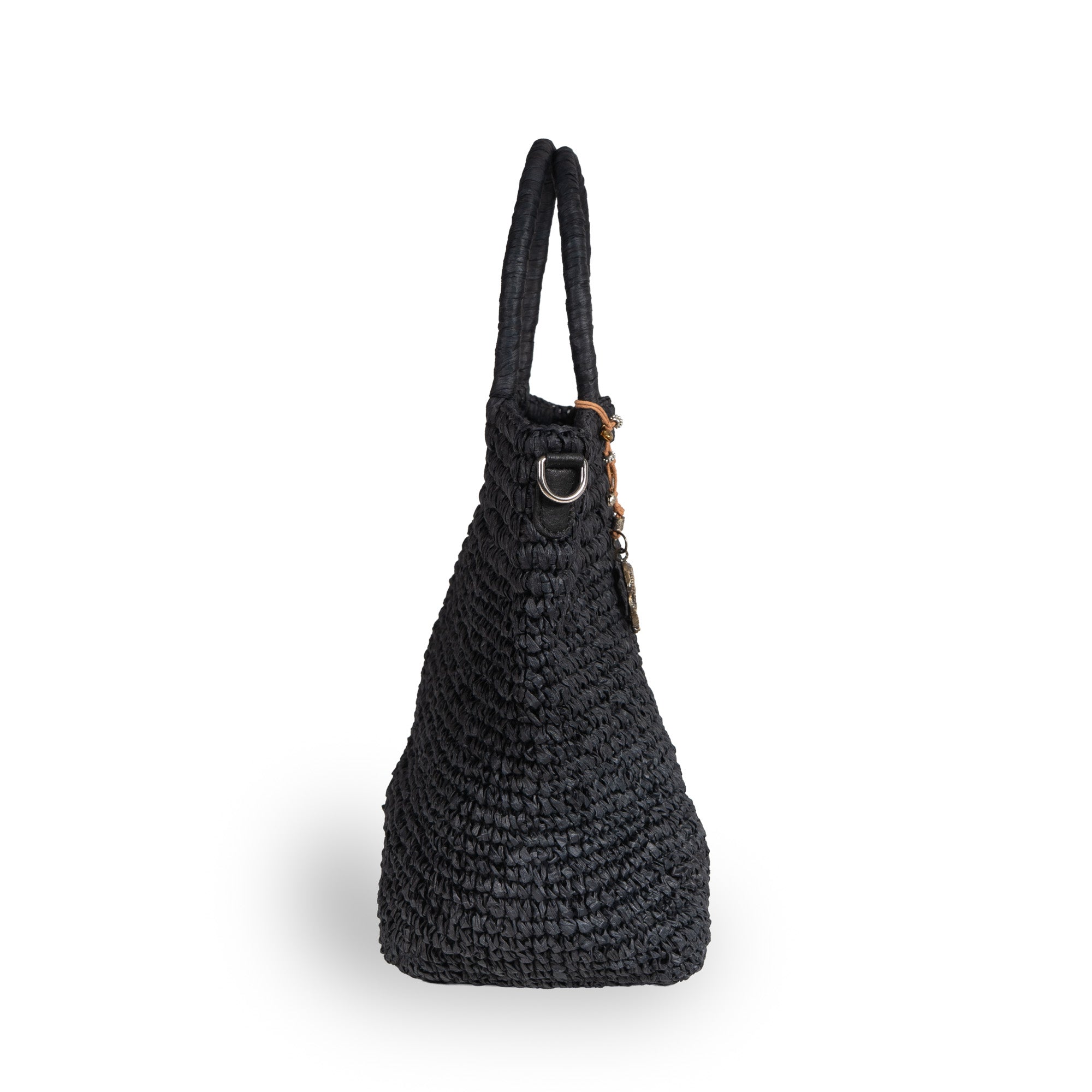 Tote Bag aus Bast Handarbeit schwarz