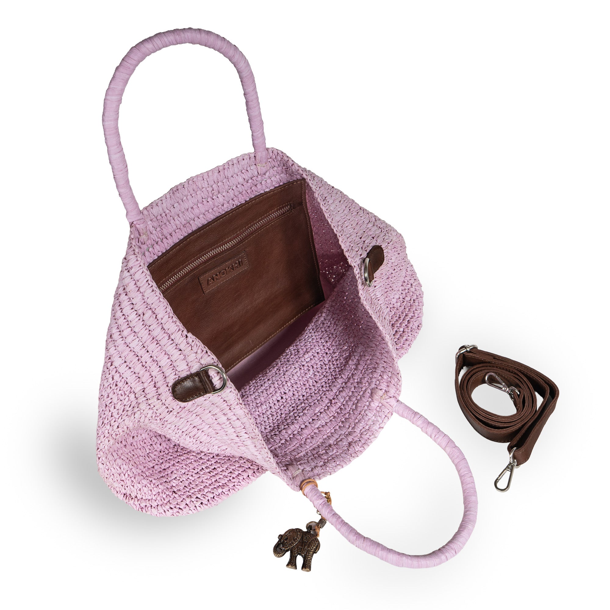 Tote Bag aus Bast Handarbeit rose