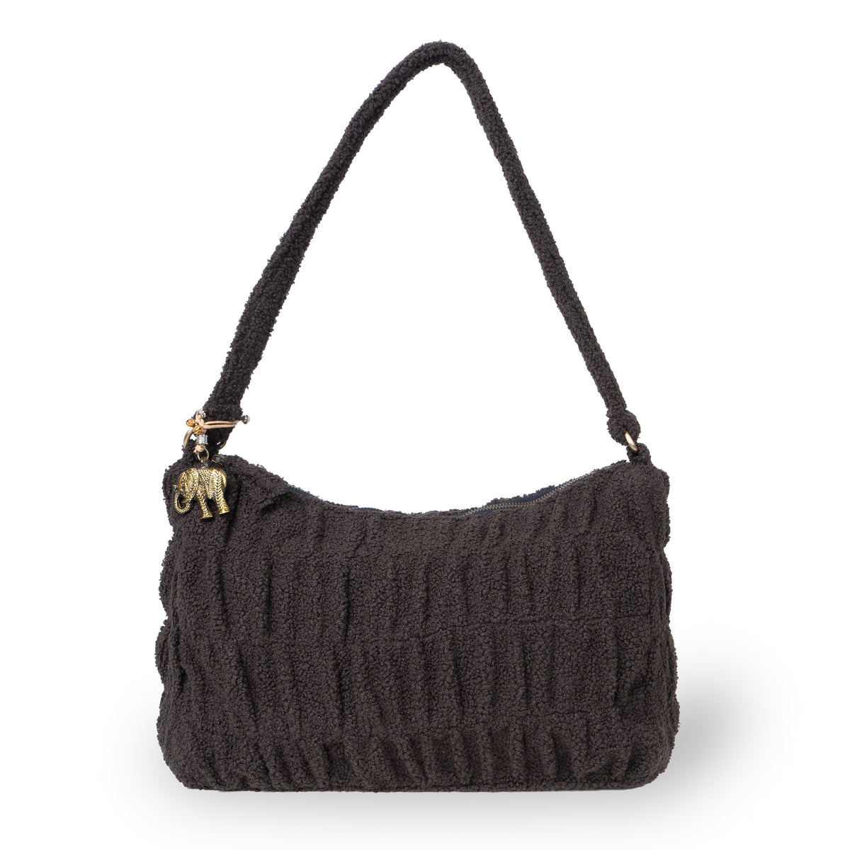 Schultertasche Mischa Large Bouclé braun