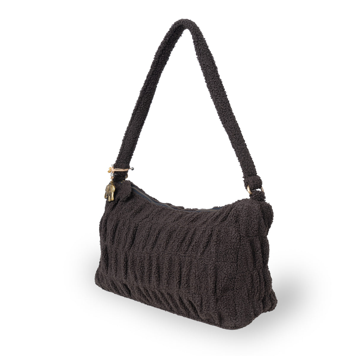 Schultertasche Mischa Large Bouclé braun