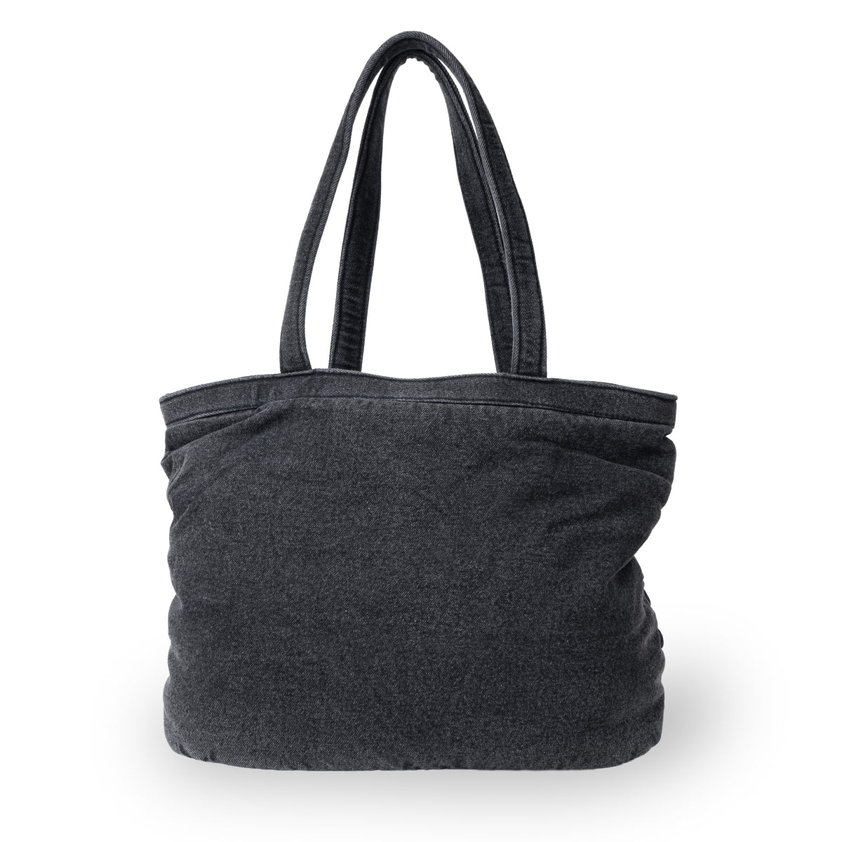 Borsa a spalla Macy in denim grigio con motivo bubble