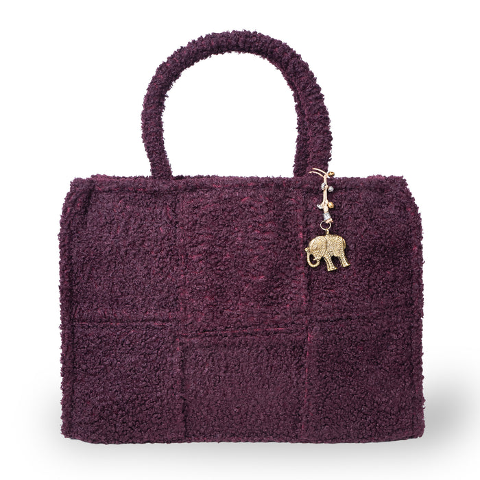 Bolso de hombro Jessy Large de bouclé a cuadros — merlot