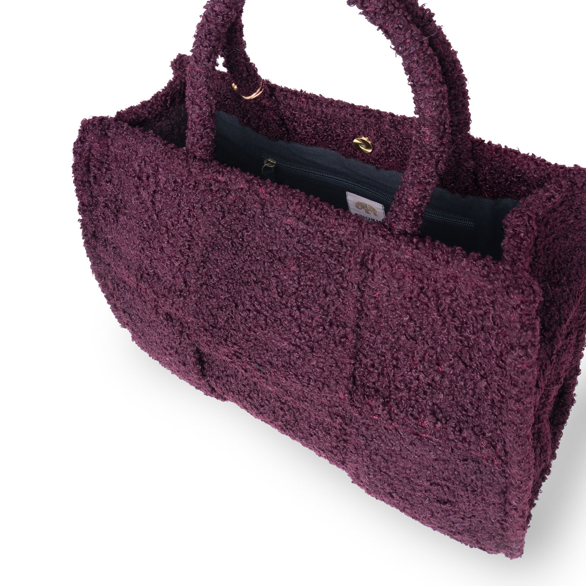Bolso de hombro Jessy Large bouclé de cuadros merlot