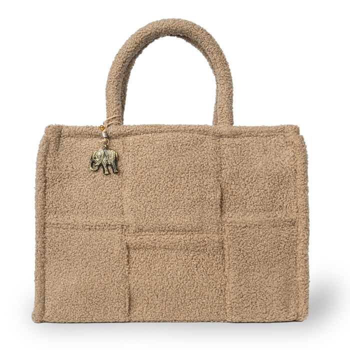 Bolso de hombro Jessy Large de bouclé a cuadros — beige