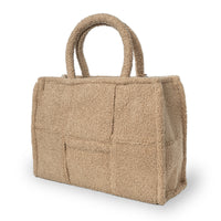 Bolso de hombro Jessy Large bouclé de cuadros beige
