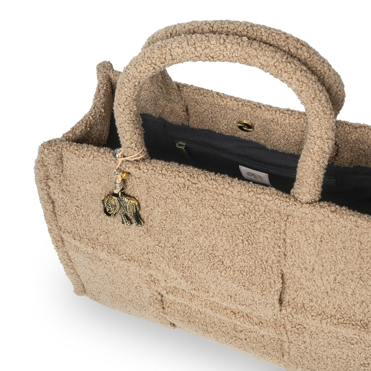 Bolso de hombro Jessy Large bouclé de cuadros beige