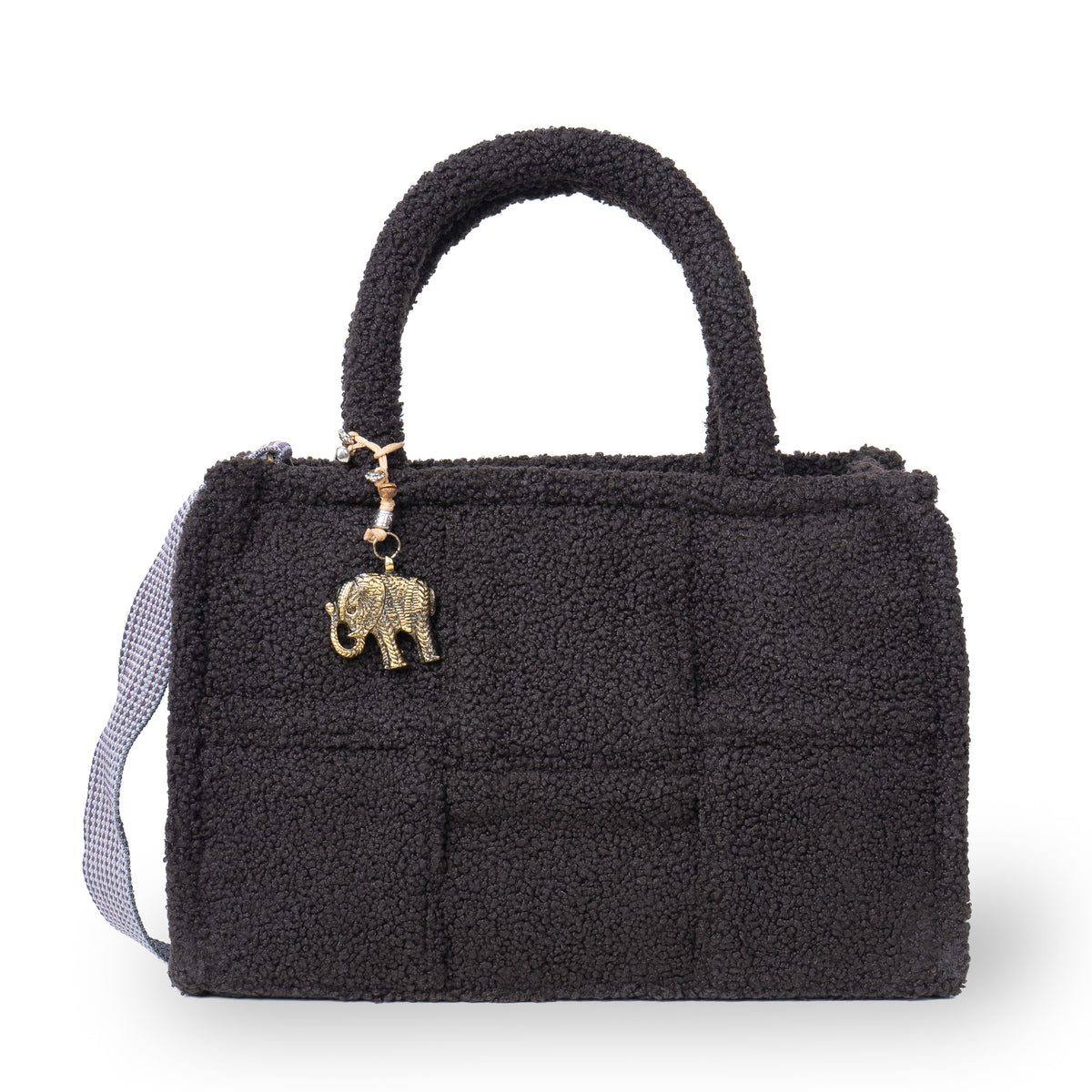 Bolso bandolera Jessy Medium bouclé de cuadros marrón