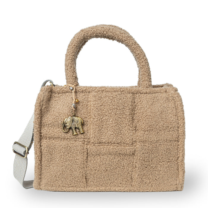 Bolso bandolera Jessy Medium de bouclé a cuadros — beige