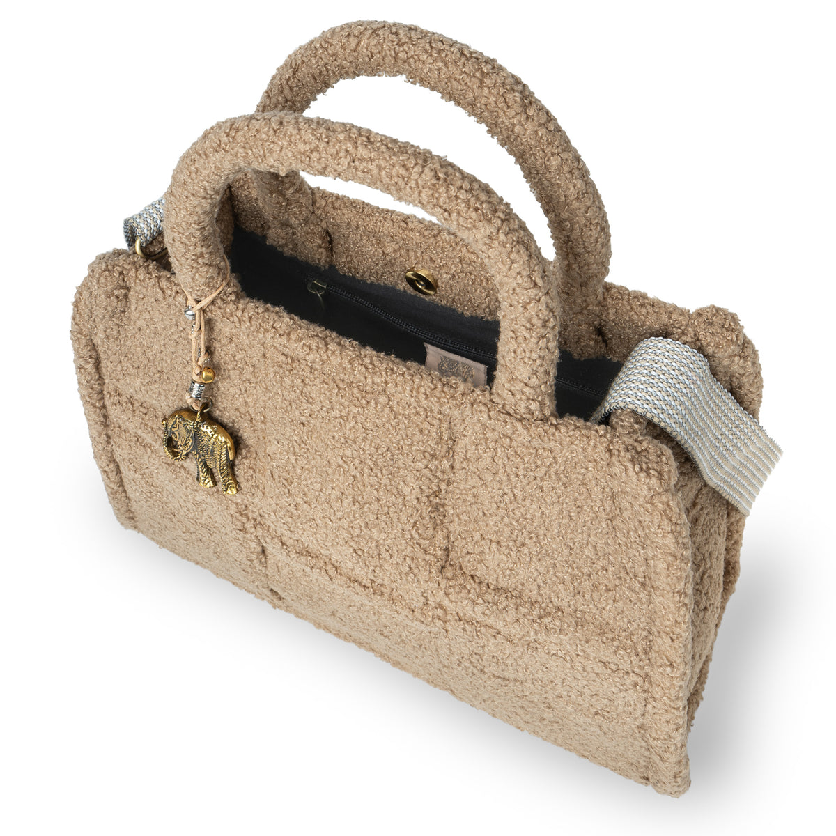 Bolso bandolera Jessy Medium bouclé de cuadros beige