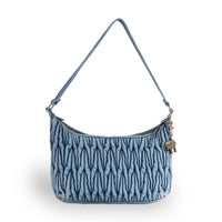Schultertasche Denim gesteppt