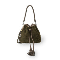 Beuteltasche String Teddyplüsch oliv