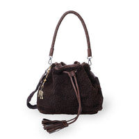 Beuteltasche String Teddyplüsch braun