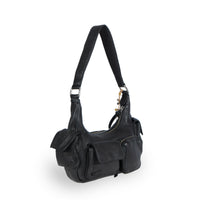 Schultertasche Leder schwarz