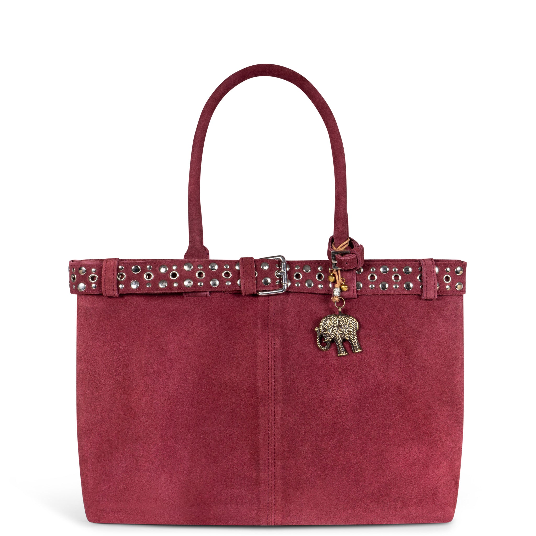 Tote Bag Velourleder weinrot Nieten