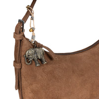 Schultertasche Velourleder tan