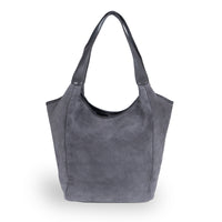 Hobo Bag Velourleder Fransen grau