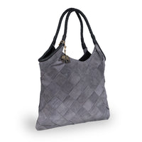 Beuteltasche Velourleder grau