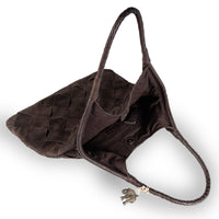 Beuteltasche Velourleder braun