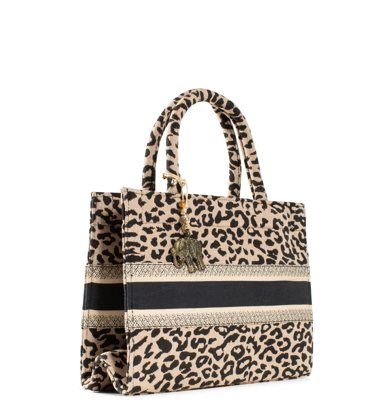 Anokhi Book Tote Tasche Beige Animal Print - ANOKHI