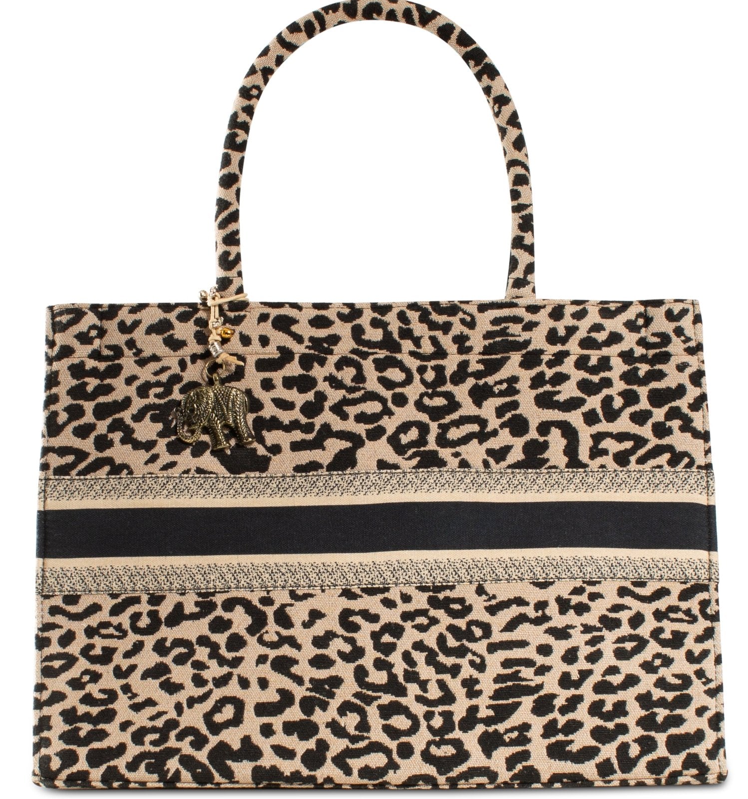 Anokhi Book Tote Tasche Beige Animal Print - ANOKHI