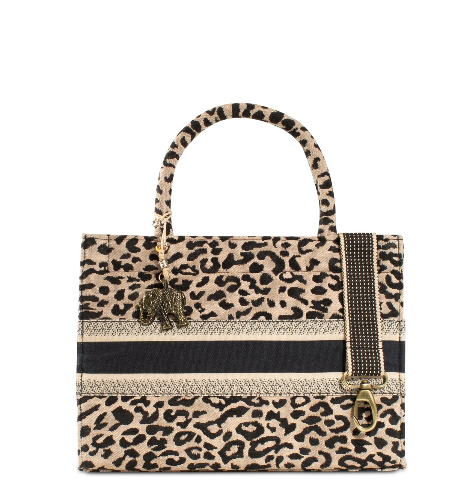 Anokhi Book Tote Tasche Beige Animal Print - ANOKHI