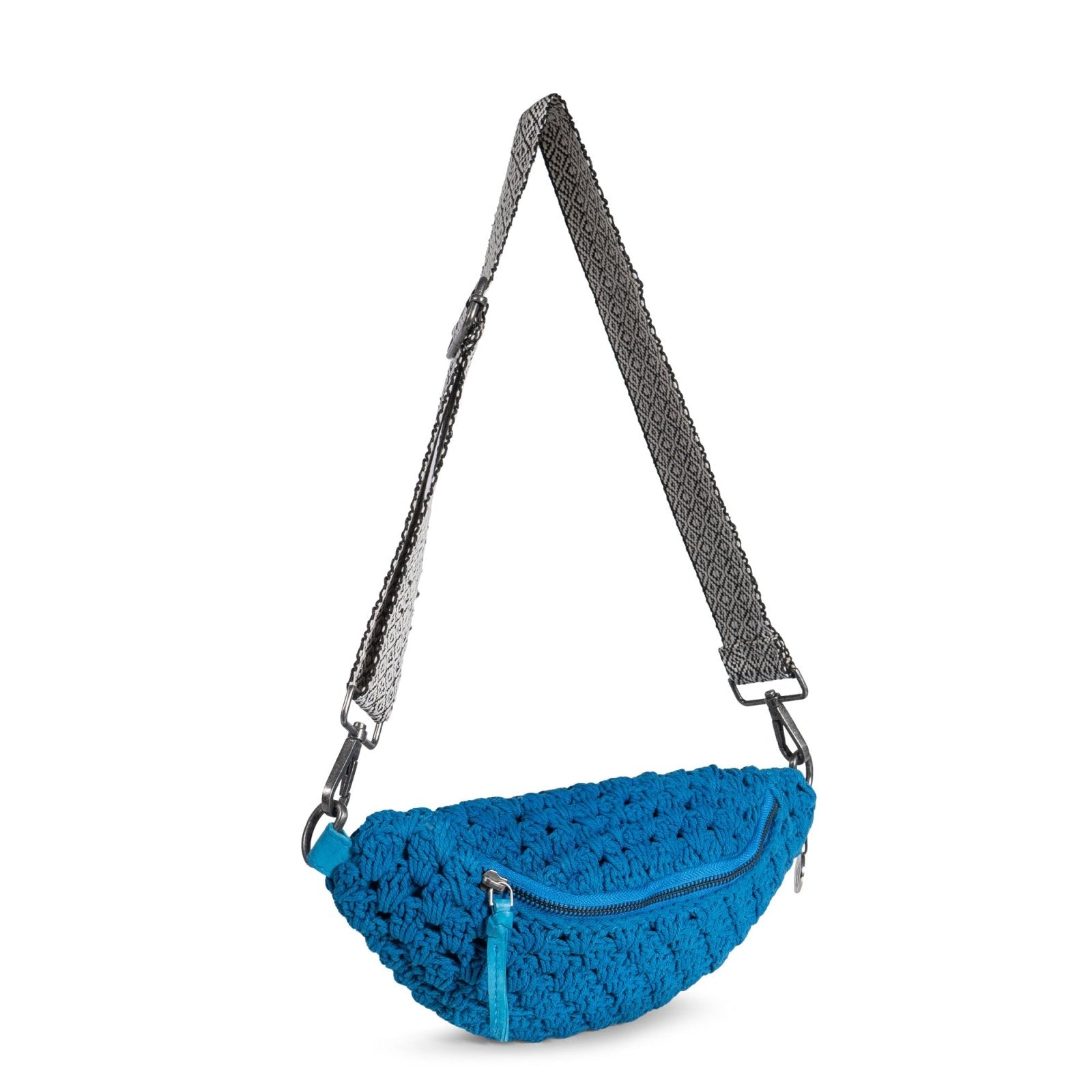 Bauchtasche gehäkelt Handarbeit blau - ANOKHI